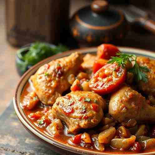 Stewed Chicken Thighs - Georgian Chakhokhbili Recipe